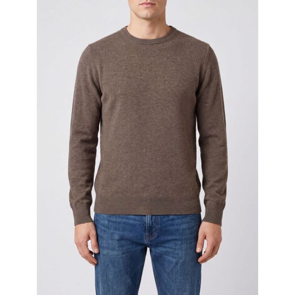 Ballantyne Men Long-Sleeved Ribbed Crewneck Jumper Ballantyne In 100% Cashmere